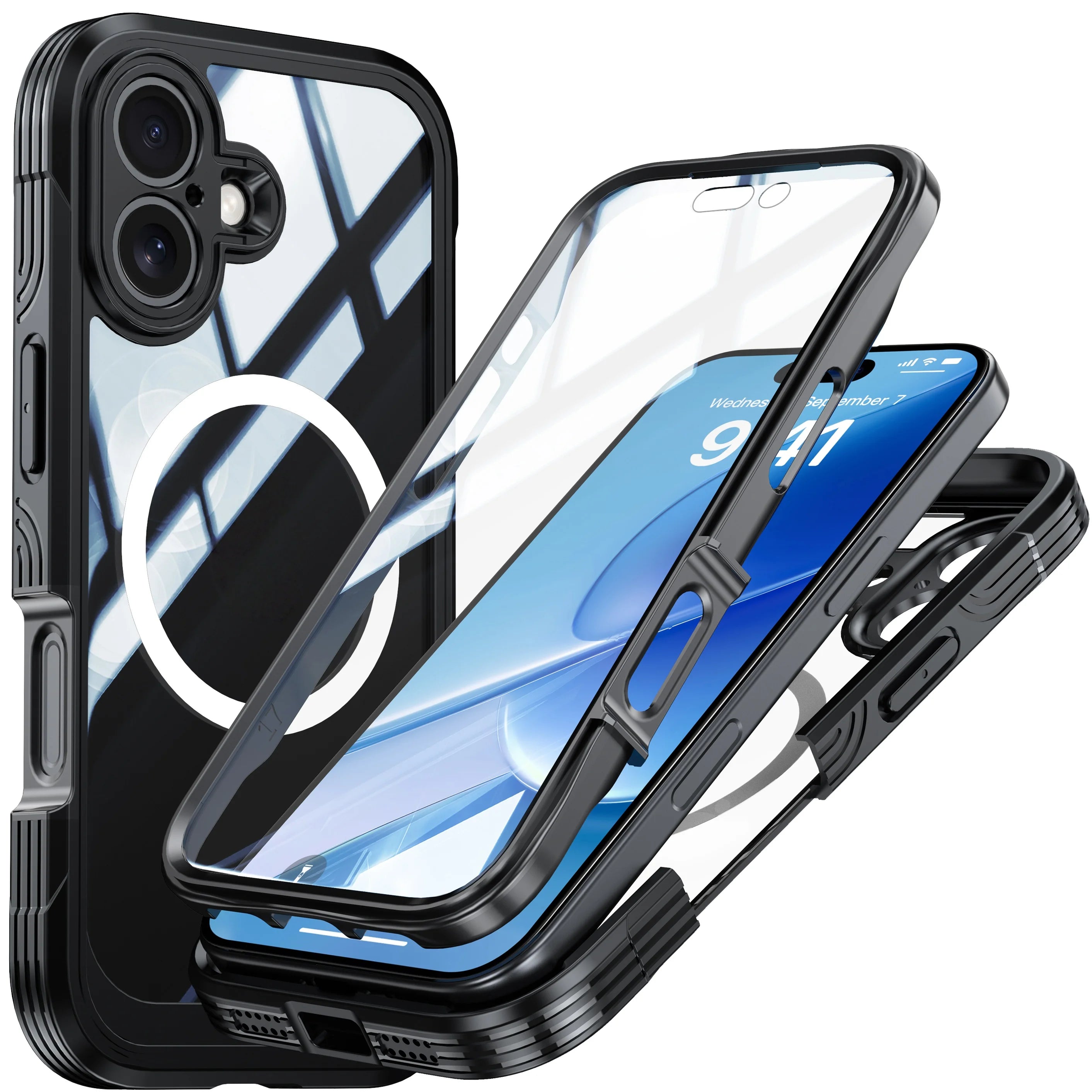 The 360-degree full-coverage phone case is suitable for iPhone 17E/17 PRO MAX/16/15/14, shockproof, and has a sturdy appearance