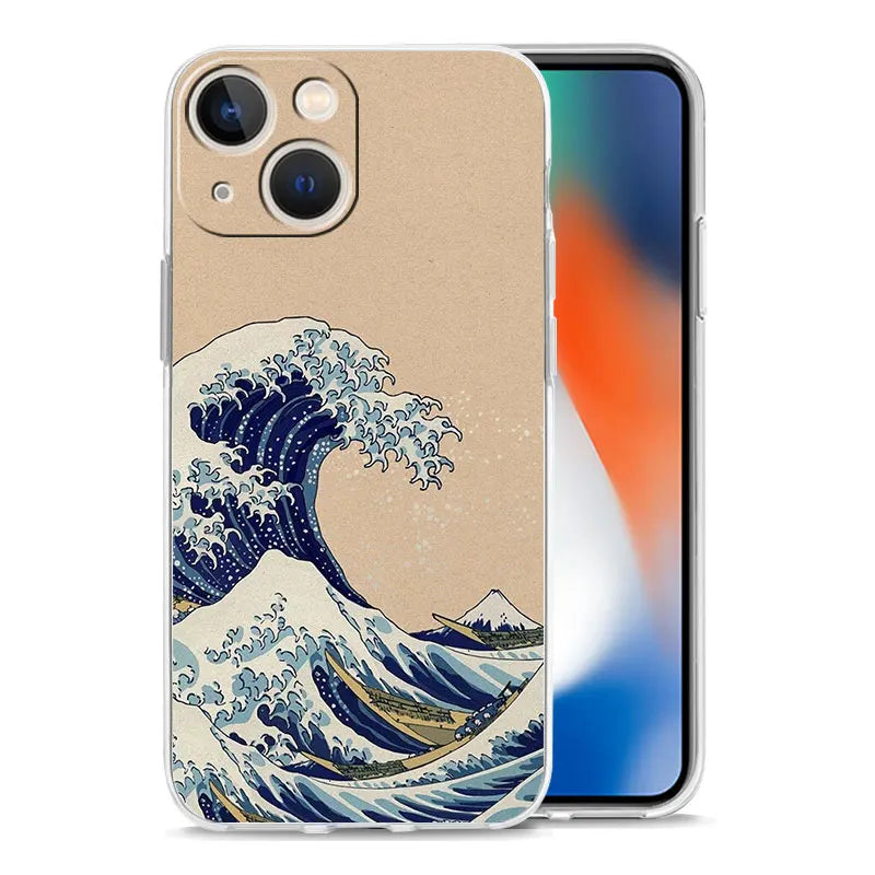 Phone Case For iPhone 17 Cases iPhone Air 16 15 12 13 14 Pro Max 7 8 Plus 16Pro iPhone11 Cover Fashion Great Blue Wave