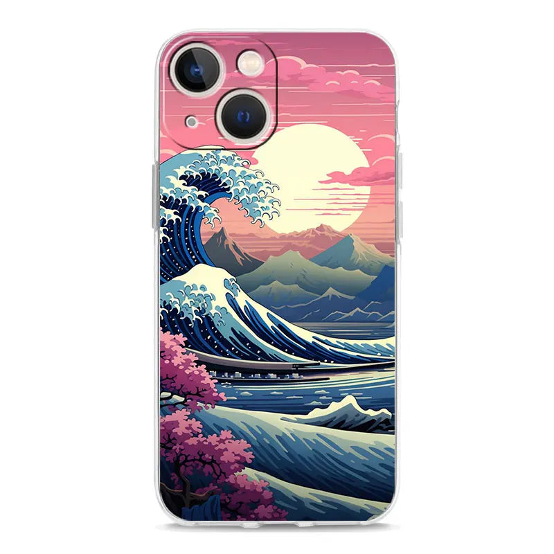 Phone Case For iPhone 17 Cases iPhone Air 16 15 12 13 14 Pro Max 7 8 Plus 16Pro iPhone11 Cover Fashion Great Blue Wave