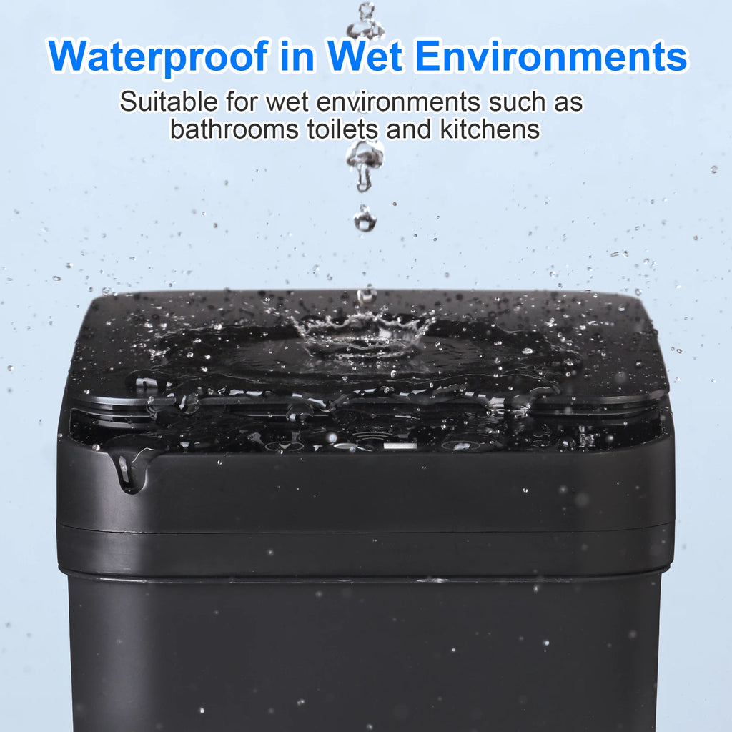 2 Pack 12L & 18L Automatic Trash Can Bathroom Touchless Motion Sensor Garbage Can with Lid for Bedroom living Room Kitchen Black