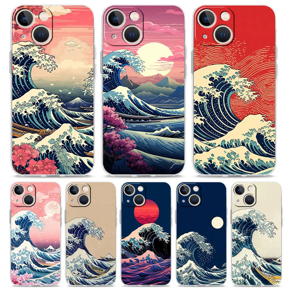 Phone Case For iPhone 17 Cases iPhone Air 16 15 12 13 14 Pro Max 7 8 Plus 16Pro iPhone11 Cover Fashion Great Blue Wave