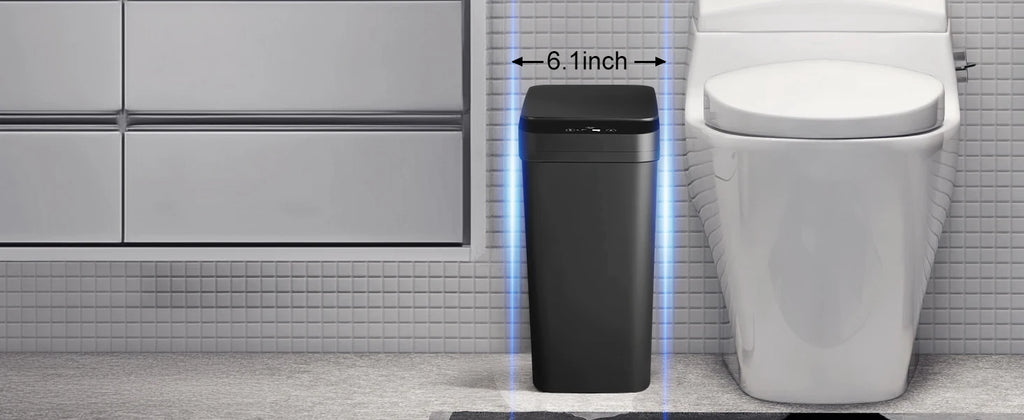 2 Pack 12L & 18L Automatic Trash Can Bathroom Touchless Motion Sensor Garbage Can with Lid for Bedroom living Room Kitchen Black