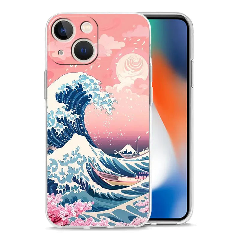 Phone Case For iPhone 17 Cases iPhone Air 16 15 12 13 14 Pro Max 7 8 Plus 16Pro iPhone11 Cover Fashion Great Blue Wave