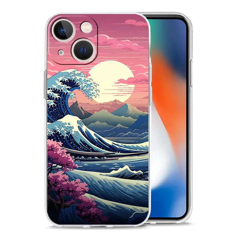 Phone Case For iPhone 17 Cases iPhone Air 16 15 12 13 14 Pro Max 7 8 Plus 16Pro iPhone11 Cover Fashion Great Blue Wave