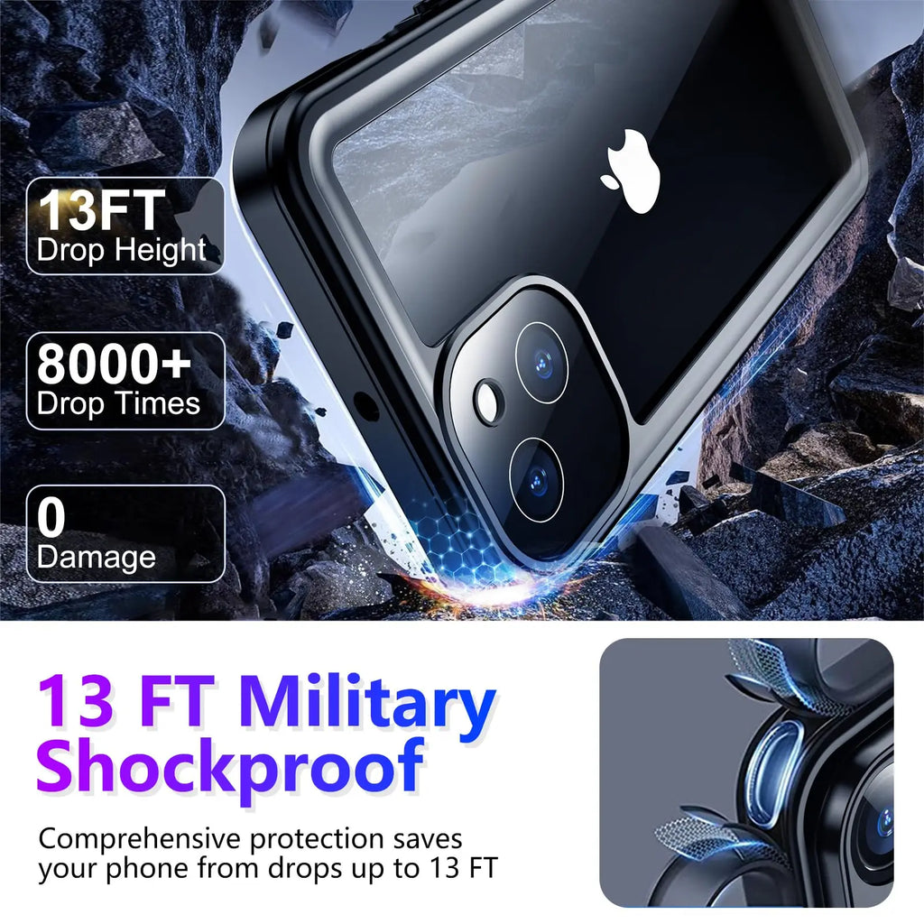 IP68 fully enclosed waterproof solid-color phone case, suitable for iPhone 17 PRO MAX/16/15/14/13 shockproof protective cover