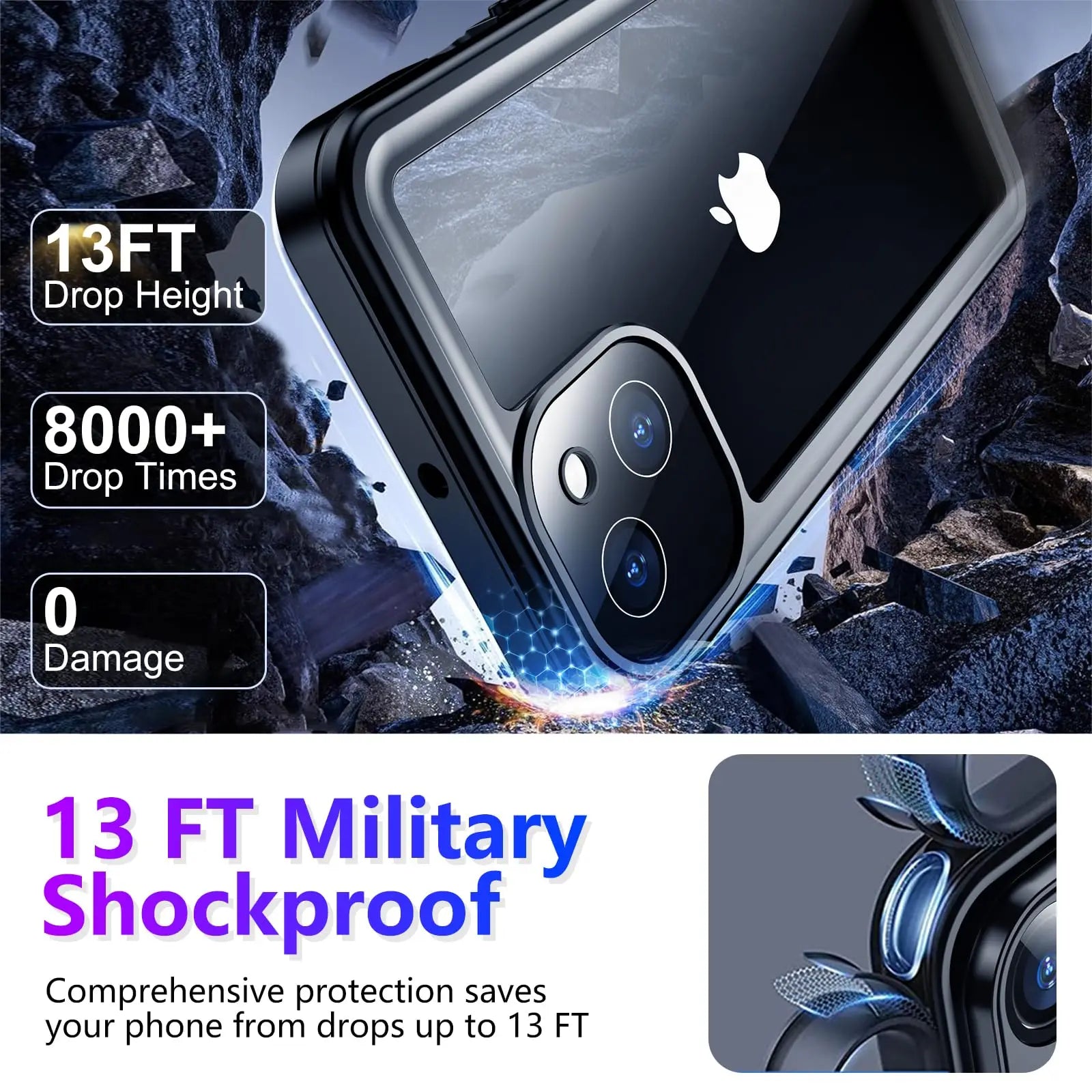 IP68 fully enclosed waterproof solid-color phone case, suitable for iPhone 17 PRO MAX/16/15/14/13 shockproof protective cover