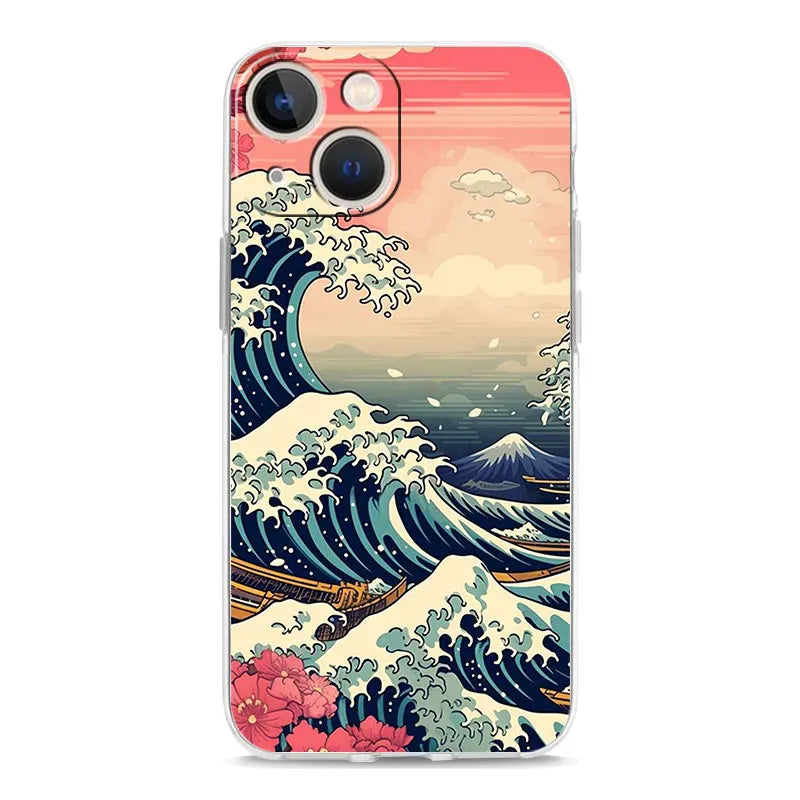 Phone Case For iPhone 17 Cases iPhone Air 16 15 12 13 14 Pro Max 7 8 Plus 16Pro iPhone11 Cover Fashion Great Blue Wave