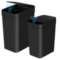 2 Pack 12L & 18L Automatic Trash Can Bathroom Touchless Motion Sensor Garbage Can with Lid for Bedroom living Room Kitchen Black