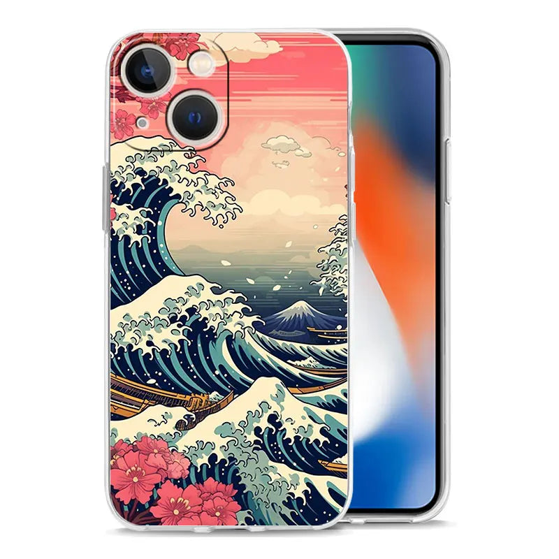 Phone Case For iPhone 17 Cases iPhone Air 16 15 12 13 14 Pro Max 7 8 Plus 16Pro iPhone11 Cover Fashion Great Blue Wave