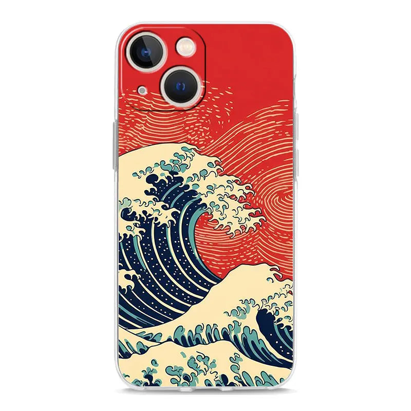 Phone Case For iPhone 17 Cases iPhone Air 16 15 12 13 14 Pro Max 7 8 Plus 16Pro iPhone11 Cover Fashion Great Blue Wave