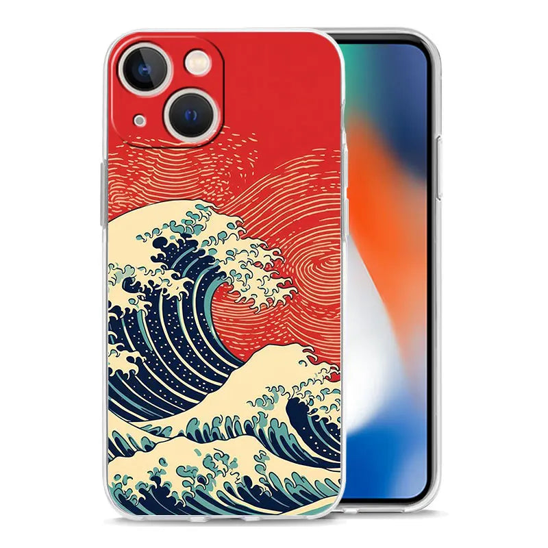 Phone Case For iPhone 17 Cases iPhone Air 16 15 12 13 14 Pro Max 7 8 Plus 16Pro iPhone11 Cover Fashion Great Blue Wave