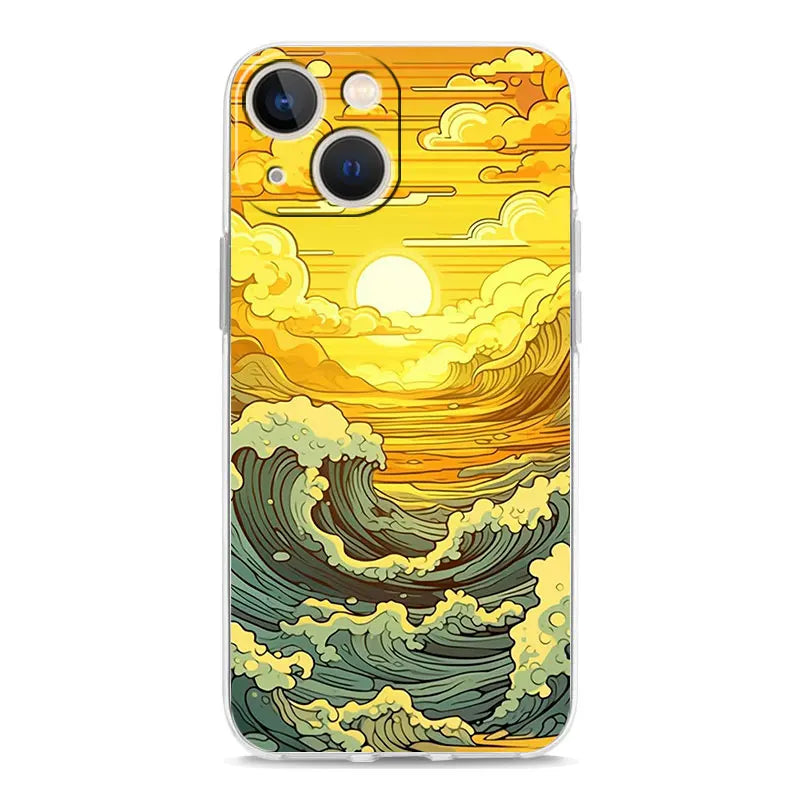 Phone Case For iPhone 17 Cases iPhone Air 16 15 12 13 14 Pro Max 7 8 Plus 16Pro iPhone11 Cover Fashion Great Blue Wave