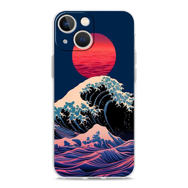 Phone Case For iPhone 17 Cases iPhone Air 16 15 12 13 14 Pro Max 7 8 Plus 16Pro iPhone11 Cover Fashion Great Blue Wave