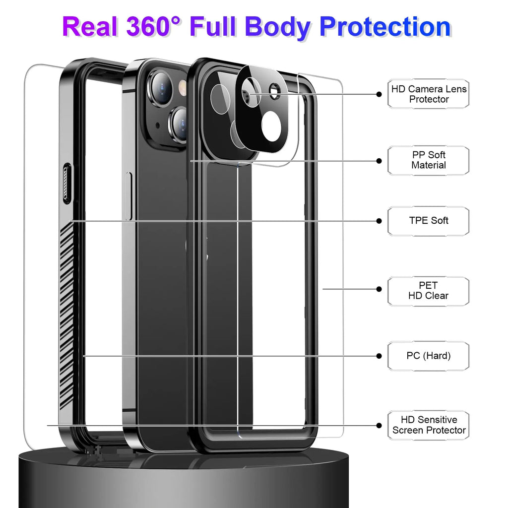 IP68 fully enclosed waterproof solid-color phone case, suitable for iPhone 17 PRO MAX/16/15/14/13 shockproof protective cover