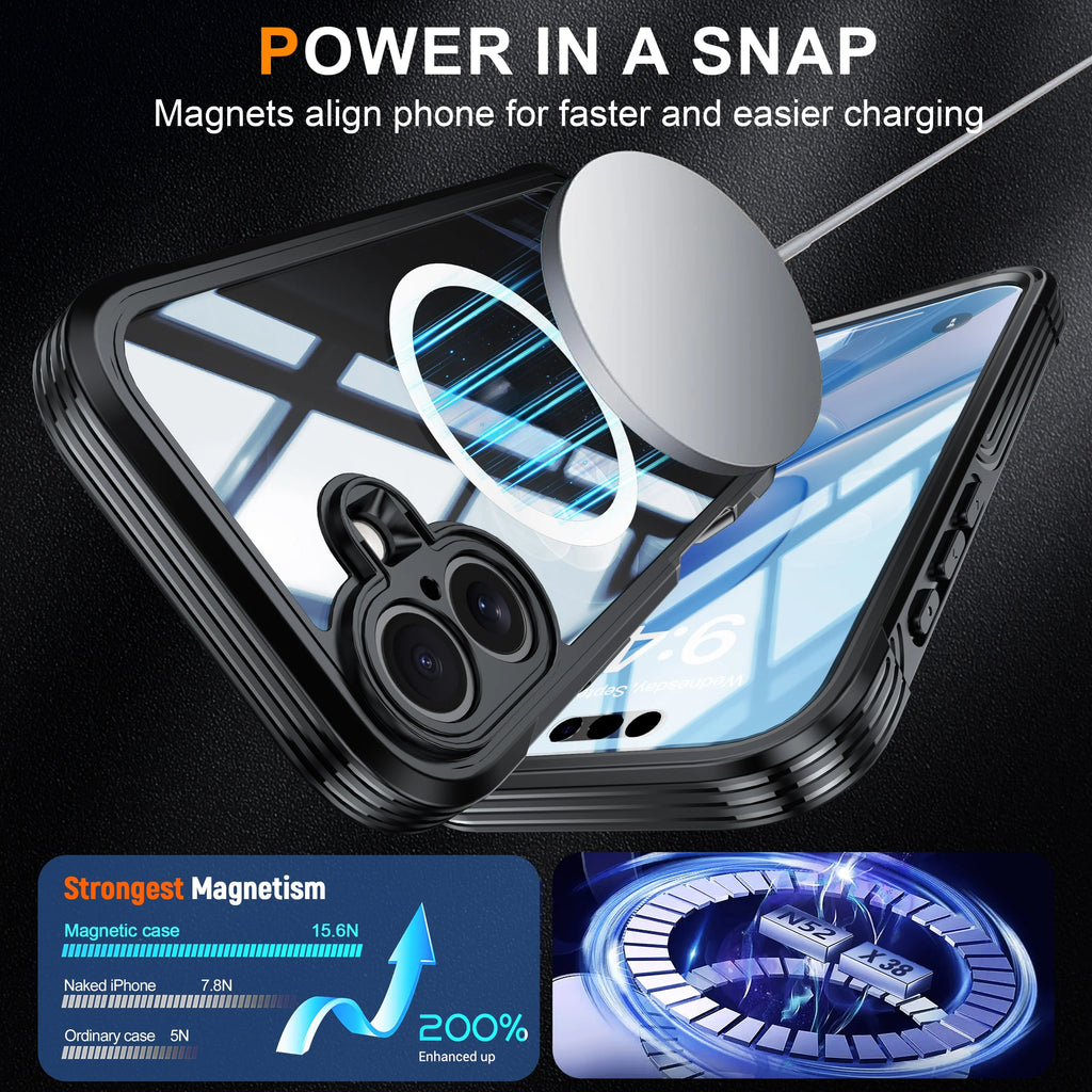 The 360-degree full-coverage phone case is suitable for iPhone 17E/17 PRO MAX/16/15/14, shockproof, and has a sturdy appearance