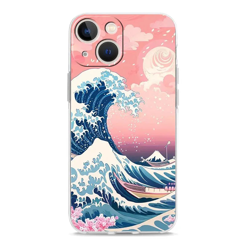 Phone Case For iPhone 17 Cases iPhone Air 16 15 12 13 14 Pro Max 7 8 Plus 16Pro iPhone11 Cover Fashion Great Blue Wave